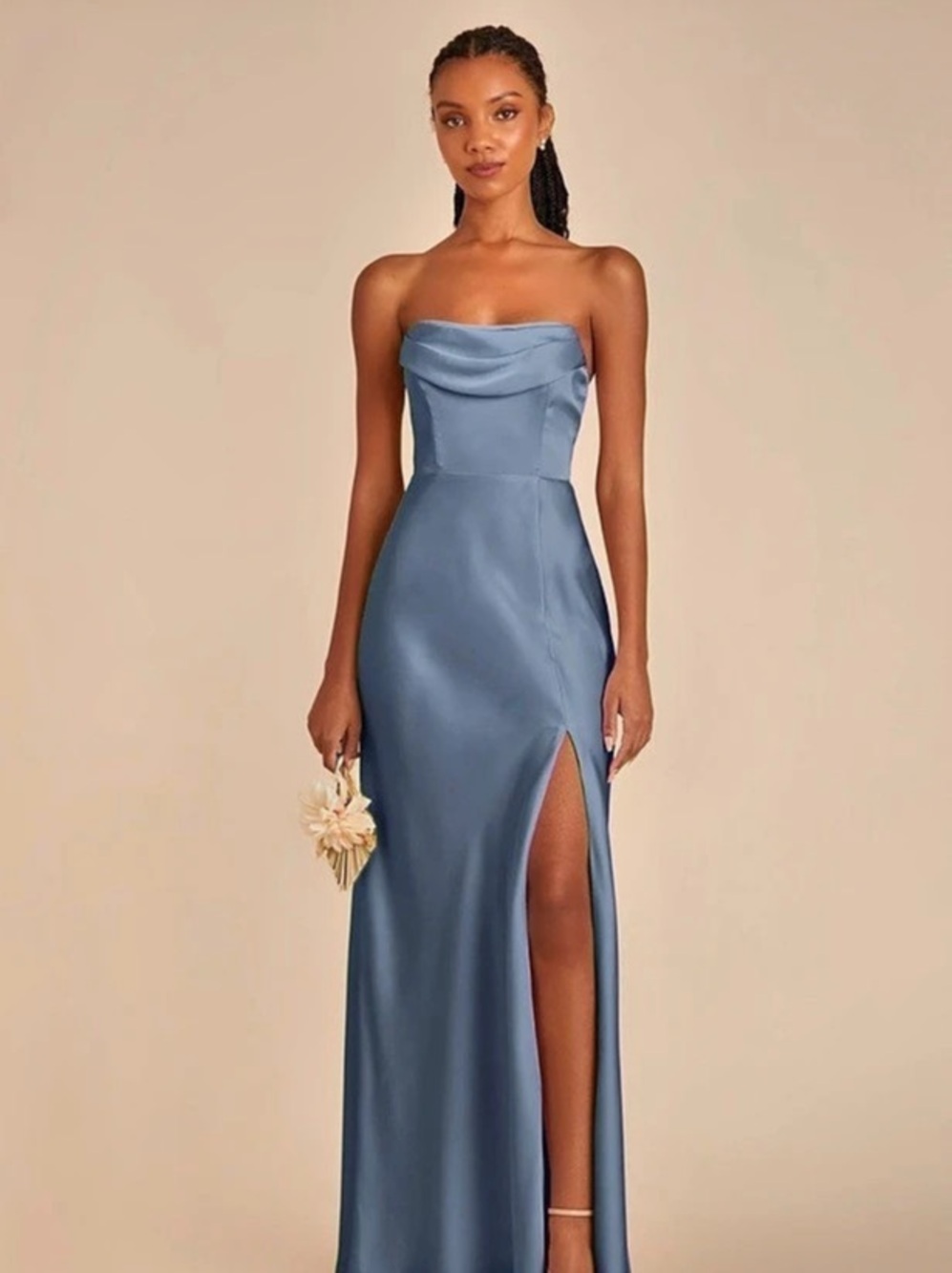Birdy Grey Mia Matte Satin Dress Maxi in French Blue